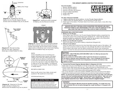 Interactive Toy Concepts Airship America Instruction Manual - cover page