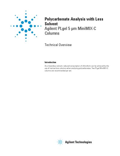 Agilent PLgel 5 um MiniMIX-C Columns Technical Overview - cover page
