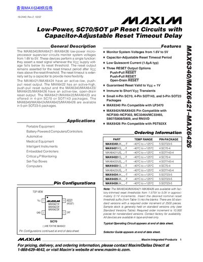 Maxim MAX6340/MAX6421/MAX6426 Datasheet - cover page