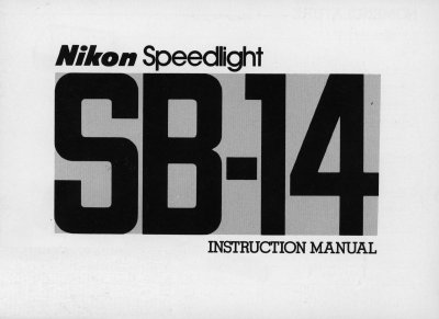 Nikon SB-14 Speedlight Instruction Manual - cover page