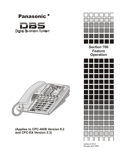 Panasonic Section 700 Feature Operation Service Manual - cover page
