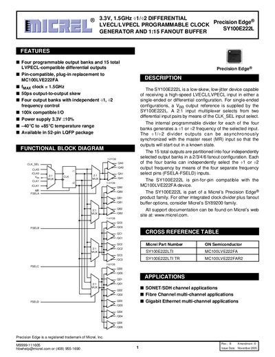 Micrel SY100E222L Datasheet - cover page