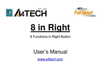A4Tech 8 in Right Mouse User Manual - cover page