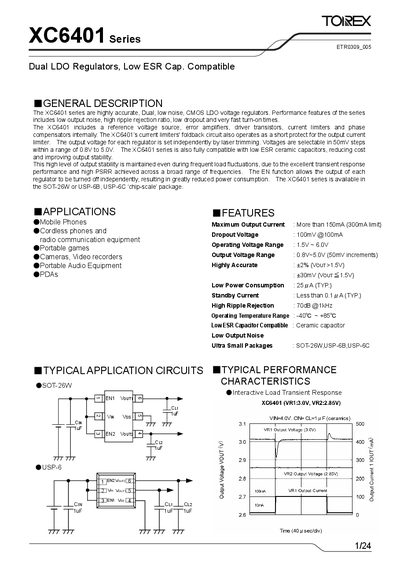 Torex XC6401 Series Dual LDO Regulators Datasheet