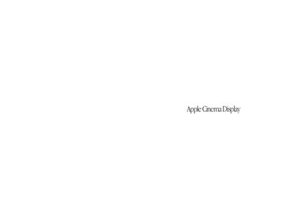 Apple Cinema Display User Guide - cover page