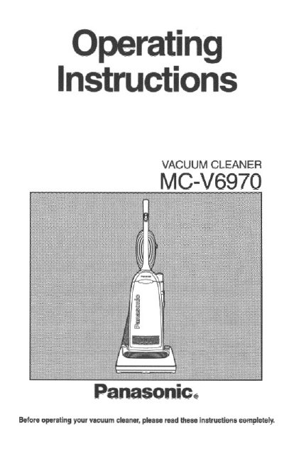 Panasonic MC-V6970 Upright Vacuum Cleaner Operating Instructions - cover page