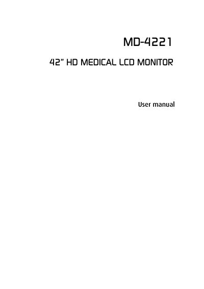 MD-4221 LCD MONITOR user manual - cover page