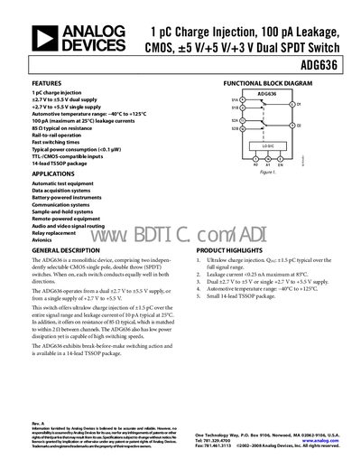Analog Devices ADG636 Analog Switch Datasheet - cover page