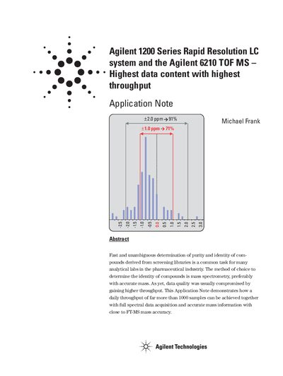 Agilent 1200 Series LC and 6210 TOF MS Application Note - cover page