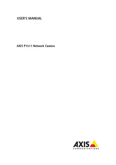 Axis P1311 Network Camera User Manual - cover page