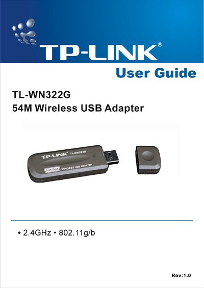 TP-Link TL-WN322G Wireless USB Adapter User Guide - cover page