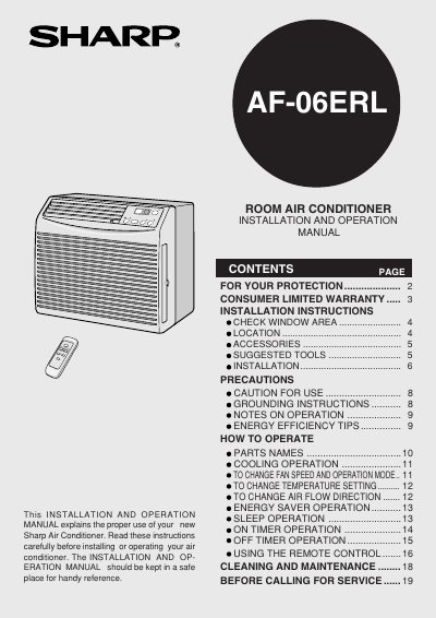 SHARP AF-06ERLManual - cover page