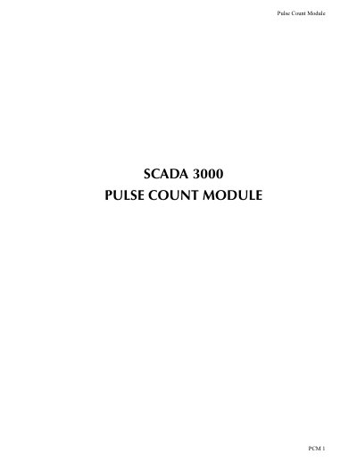 SCADA 3000 PULSE COUNT MODULE Manual - cover page