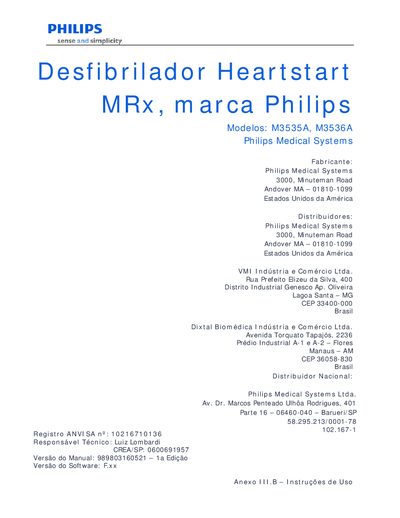 Philips HeartStart MRx Defibrillator User Instructions - cover page