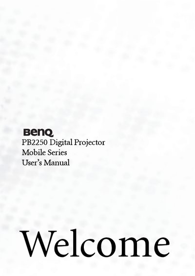 BenQ PB2250 Digital Projector User Manual - cover page