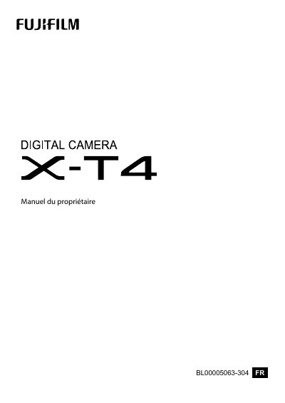 Fujifilm X-T4 Digital Camera User Manual