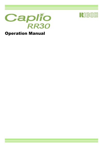 Ricoh Caplio RR30 Digital Camera Operation Manual - cover page