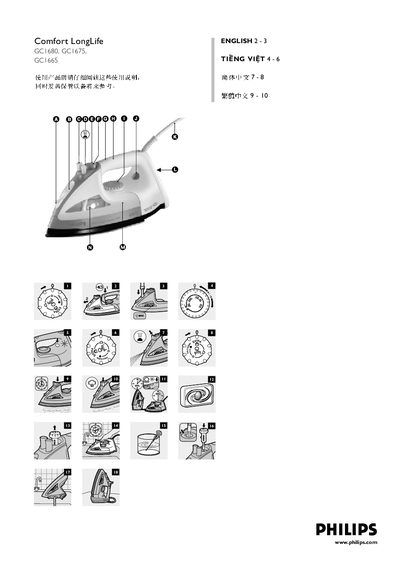 Philips GC1680, GC1675, GC1665 Steam Iron User Manual - cover page
