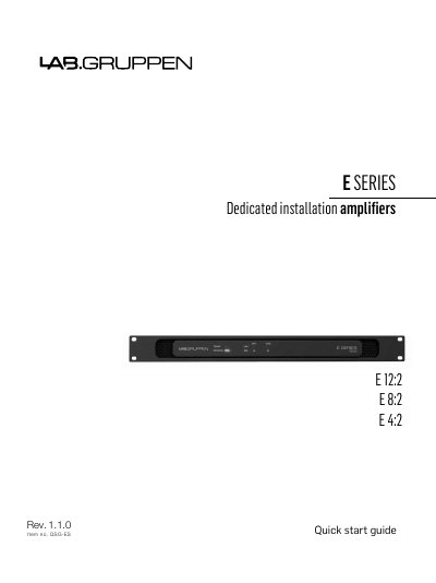 Lab.gruppen E Series Dedicated Installation Amplifiers Quick Start Guide - cover page