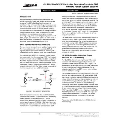 Intersil ISL6225 Dual PWM Controller Application Note - cover page
