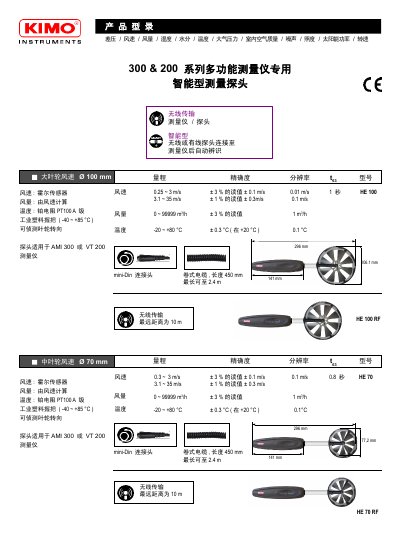 KIMO 300 & 200 Series Intelligent Measurement Probes Product Catalog - cover page