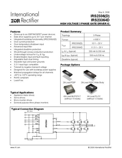 International Rectifier IRS2336(D) / IRS23364D Datasheet - cover page