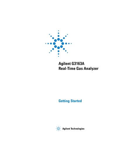 Agilent G3163A Real-Time Gas Analyzer - Getting Started Manual - cover page