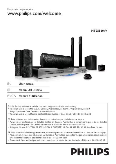 Philips HTS5580W Home Theater System User Manual - cover page
