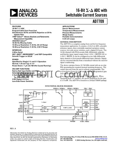 Analog Devices AD7709 Datasheet Handbook