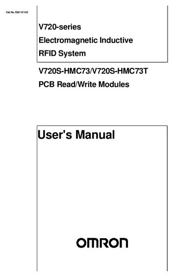 Omron V720S-HMC73/V720S-HMC73T User Manual - cover page