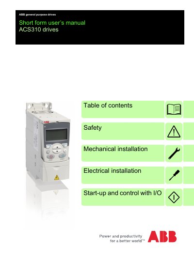 ABB ACS310 Drive Short Form User Manual - cover page
