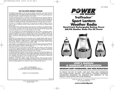 Vector VEC1198POB TrailTracker Sport Lantern Weather Radio User Manual - cover page