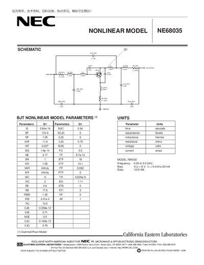 NEC NE68035 Datasheet - cover page