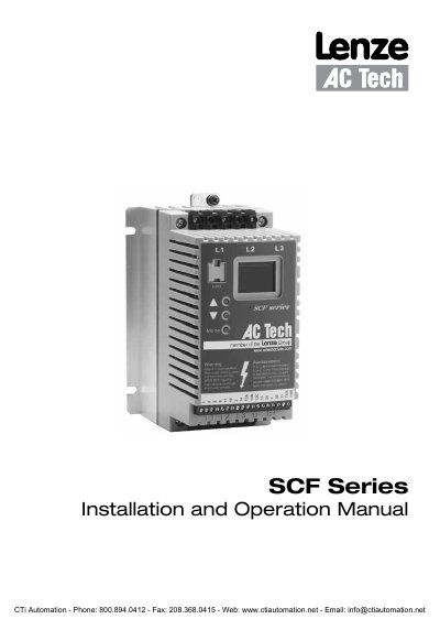 Lenze SCF Series Variable Frequency Drive Installation and Operation Manual - cover page