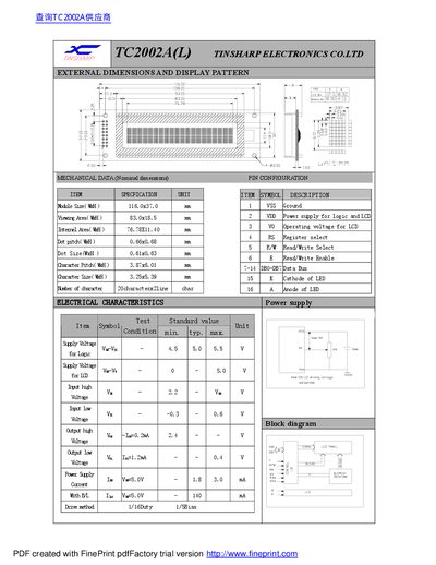 TinSharp TC2002A(L) Datasheet - cover page