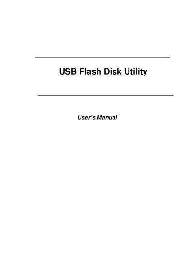USB Flash Disk Utility User Manual - cover page