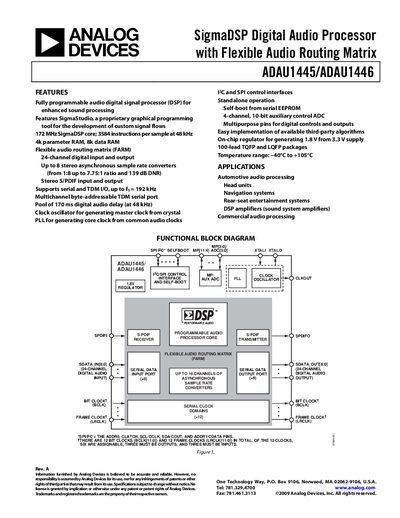 Analog Devices ADAU1445/ADAU1446 Handbook