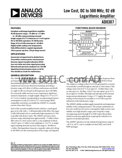 Analog Devices AD8307 Datasheet - cover page