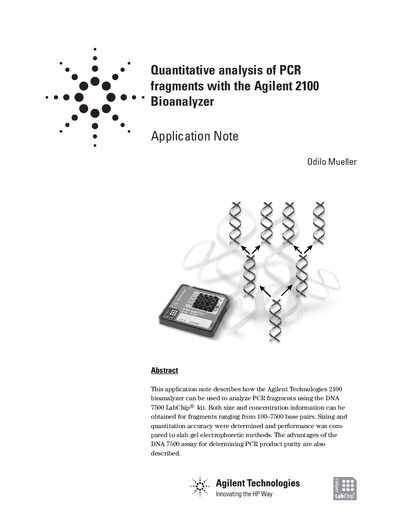 Agilent 2100 Bioanalyzer PCR Fragment Quantitative Analysis Application Note - cover page