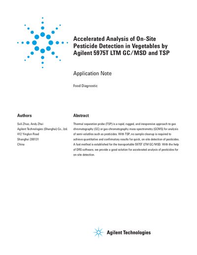 Agilent 5975T LTM GC/MSD Pesticide Detection Application Note - cover page