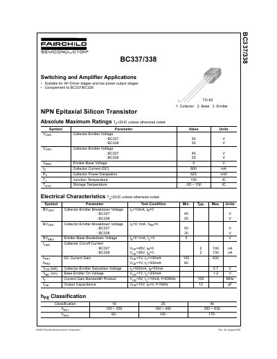 FAIRCHILD BC337-16/BC337-25 Manual