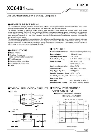 Torex XC6401 Series Dual LDO Regulators Datasheet - cover page
