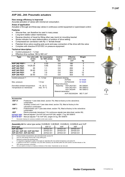 Sauter AVP 242 F021 AVP 243 F031 AVP 244 F031 Equal technology data - cover page