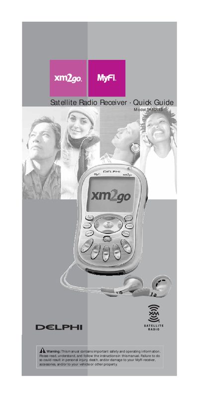 DELPHI SA10113 Satellite Radio Receiver Quick Guide - cover page