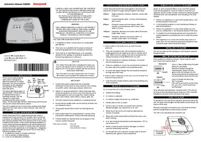 Honeywell H450EN Carbon Monoxide Alarm User Manual - cover page