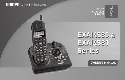 Uniden EXAI4580/4581 Cordless Telephone User Manual - cover page