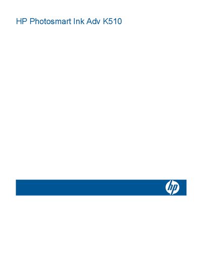 HP Photosmart Ink Adv K510 Printer User Manual - cover page