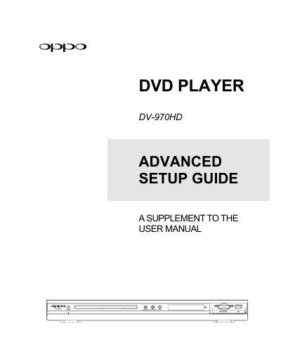 OPPO DV-970HD DVD Player Advanced Setup Guide - cover page