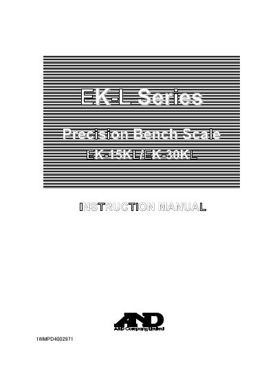 A&D EK-L Series Precision Bench Scale EK-15KL/EK-30KL Instruction Manual - cover page