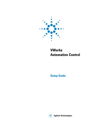 Agilent VWorks Automation Control Setup Guide - cover page